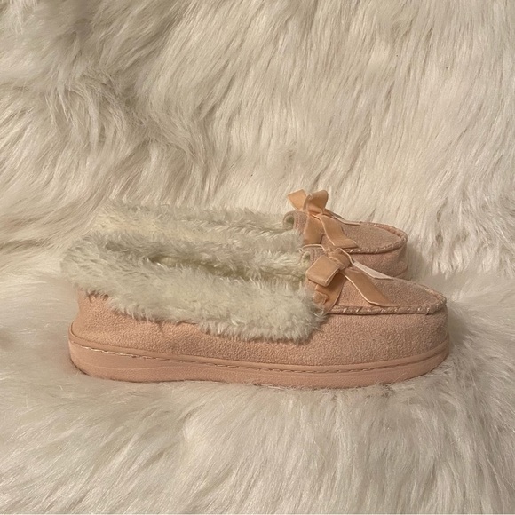 Jessica Simpson Slipper Girls‎ Size 2/3 Large Pink Slip On Fur Lining - Picture 1 of 10